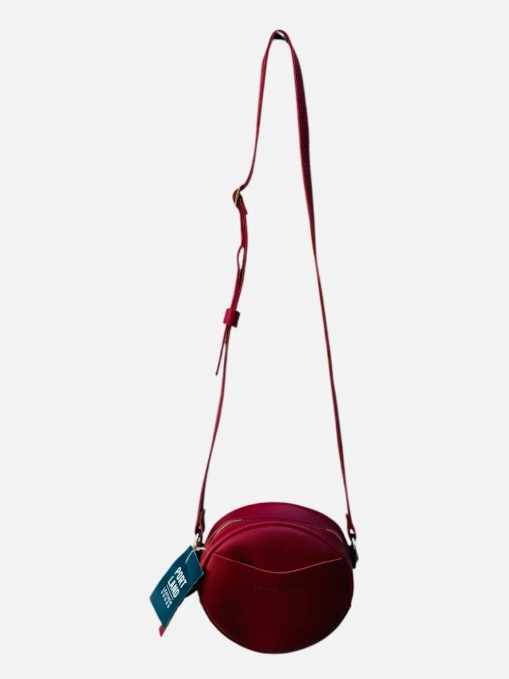 Portland Leather Red Round Circle Crossbody Bag NWT Genuine Leather
